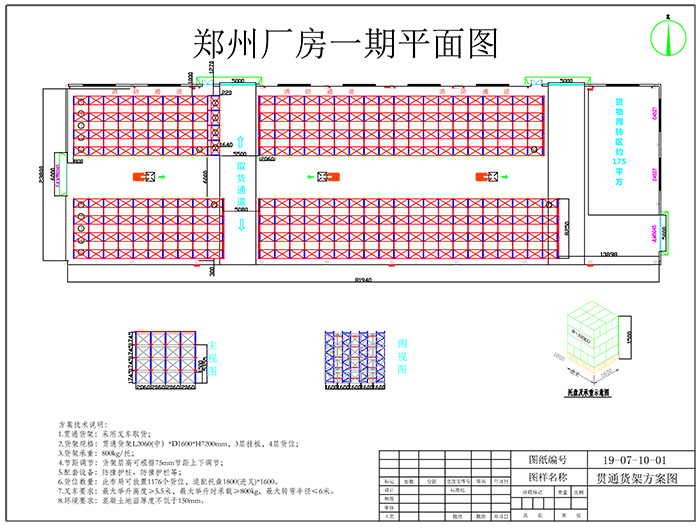 汽車(chē)行業(yè)倉(cāng)庫(kù)貫通貨架方案布局圖